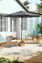 H&O Direct Outdoor 3m Traditional Garden Parasol（Base not included） in Dark Grey - thumbnail 1