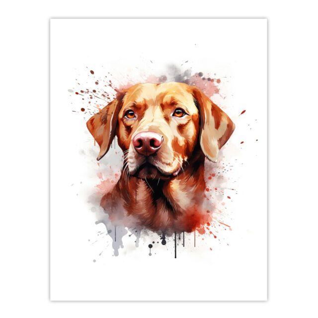 "Artery8 Wall Art Print Red Labrador Retriever Lovers Gift Watercolour Pet Portrait Painting Artwork Poster - Size: W18"" x H24""" - image 1