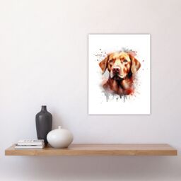 "Artery8 Wall Art Print Red Labrador Retriever Lovers Gift Watercolour Pet Portrait Painting Artwork Poster - Size: W18"" x H24""" - thumbnail 4