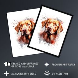 "Artery8 Wall Art Print Red Labrador Retriever Lovers Gift Watercolour Pet Portrait Painting Artwork Poster - Size: W18"" x H24""" - thumbnail 2