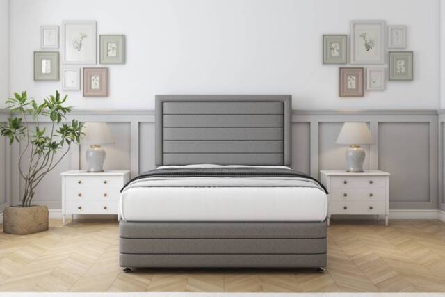 "Comfort Beds Anna Dumfries Divan Base No Drawers - 26"" Headboard-Footboard in Light Grey - Size: Single" - image 1