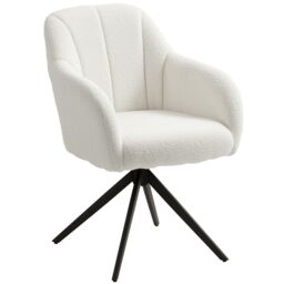 HOMCOM 360 Degree Swivel Accent Chair, Teddy Fleece Fabric Armchair, White - Size: Armchair - thumbnail 2