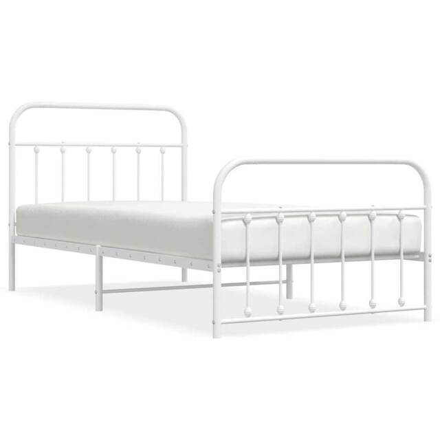 Berkfield Home Metal Bed Frame with Headboard & Footboard White 107x203 cm - image 1