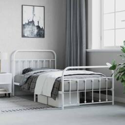 Berkfield Home Metal Bed Frame with Headboard & Footboard White 107x203 cm - thumbnail 4