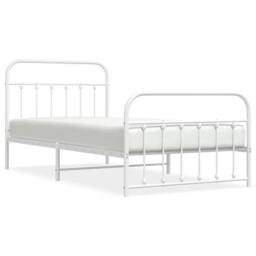 Berkfield Home Metal Bed Frame with Headboard & Footboard White 107x203 cm - thumbnail 1