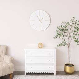Melody Maison Large White Wooden Grain & Gold Detailed Wall Clock - 70cm X 70cm - Size: 70 cm X 70 cm - thumbnail 6