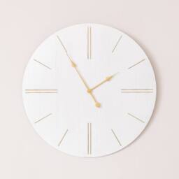 Melody Maison Large White Wooden Grain & Gold Detailed Wall Clock - 70cm X 70cm - Size: 70 cm X 70 cm