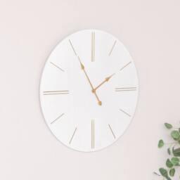 Melody Maison Large White Wooden Grain & Gold Detailed Wall Clock - 70cm X 70cm - Size: 70 cm X 70 cm - thumbnail 5