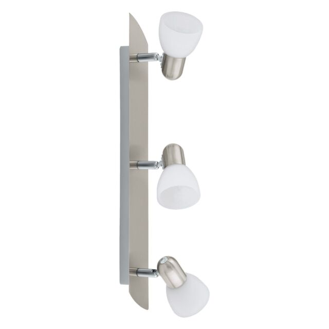 Loops Wall 3 Spot Light Colour Satin Nickel Shade White Satin Glass Bulb E14 3x40W in Metallics - image 1