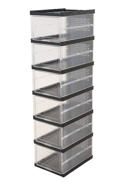 Living and Home 6-Tier Foldable Shoe Cabinet Shoe Storage Box in Black - image 1