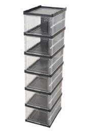 Living and Home 6-Tier Foldable Shoe Cabinet Shoe Storage Box in Black - thumbnail 8