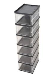 Living and Home 6-Tier Foldable Shoe Cabinet Shoe Storage Box in Black - thumbnail 2