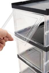 Living and Home 6-Tier Foldable Shoe Cabinet Shoe Storage Box in Black - thumbnail 4