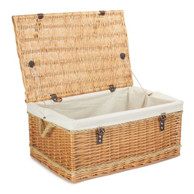 Red Hamper 62cm Rope Handled Picnic Basket with White Lining in Natural - image 1