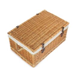 Red Hamper 62cm Rope Handled Picnic Basket with White Lining in Natural - thumbnail 2