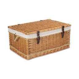 Red Hamper 62cm Rope Handled Picnic Basket with White Lining in Natural - thumbnail 3