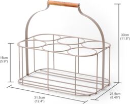 simpa 6 Bottle Metal Carrier Holder Caddy with Handle in Cream - thumbnail 5