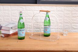 simpa 6 Bottle Metal Carrier Holder Caddy with Handle in Cream - thumbnail 3
