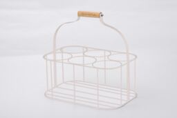 simpa 6 Bottle Metal Carrier Holder Caddy with Handle in Cream - thumbnail 2