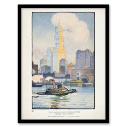 Artery8 Rachael R Elmer The Woolworth Building from the Ferry Framed Art Print in White - Size: A3 - thumbnail 1