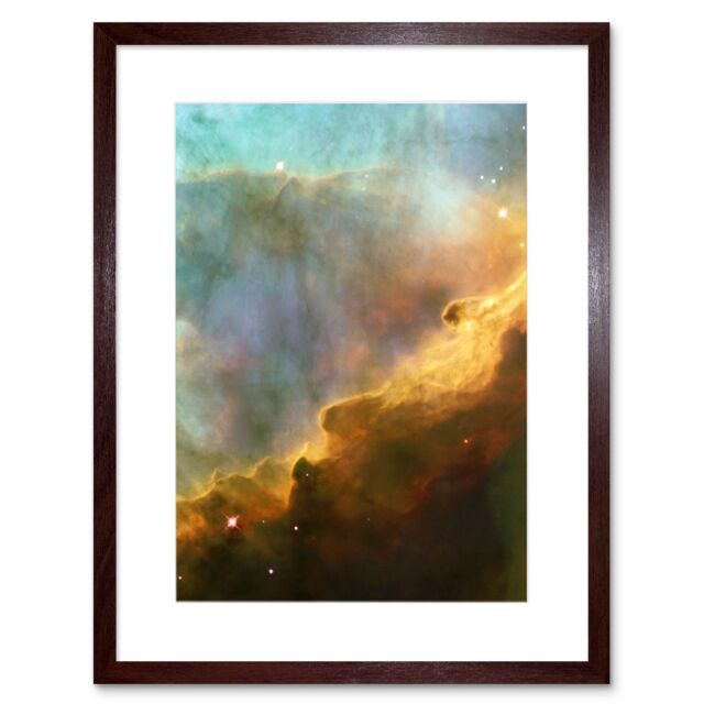 Artery8 Wall Art Print Hubble Space Astronomy Omega Swan Nebula Region In M17 Golden Gas Clouds In Red Blue Green Galactic Storm Artwork Framed 9X7 - image 1