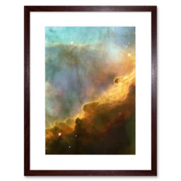 Artery8 Wall Art Print Hubble Space Astronomy Omega Swan Nebula Region In M17 Golden Gas Clouds In Red Blue Green Galactic Storm Artwork Framed 9X7 - thumbnail 1