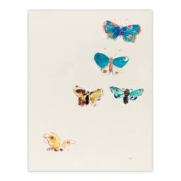 Artery8 Odilon Redon Framed Wall Art Five Butterflies Watercolour Painting in White - Size: A4 - thumbnail 3