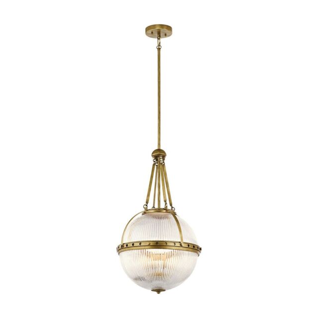 Loops 3 Bulb Ceiling Pendant Light Fitting Natural Brass LED E14 60W Bulb in Metallics