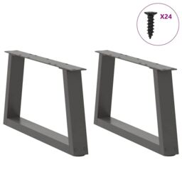 Berkfield Home Dining Table Legs V-Shape 2 pcs Anthracite 70x(30-31.3) cm Steel in Black - thumbnail 3