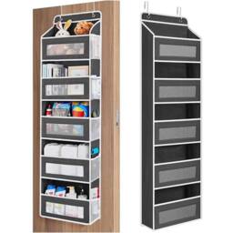 NESTLUNE Black 5 Pockets Over the Door Hanging Organiser Space - Size: 1000mm - thumbnail 3
