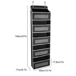 NESTLUNE Black 5 Pockets Over the Door Hanging Organiser Space - Size: 1000mm - thumbnail 2