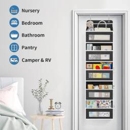 NESTLUNE Black 5 Pockets Over the Door Hanging Organiser Space - Size: 1000mm - thumbnail 5