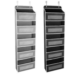 NESTLUNE Black 5 Pockets Over the Door Hanging Organiser Space - Size: 1000mm - thumbnail 1