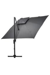 Living and Home Outdoor Large 3M LED Cantilever Parasol with HDPE Square Base in Dark Grey - thumbnail 4