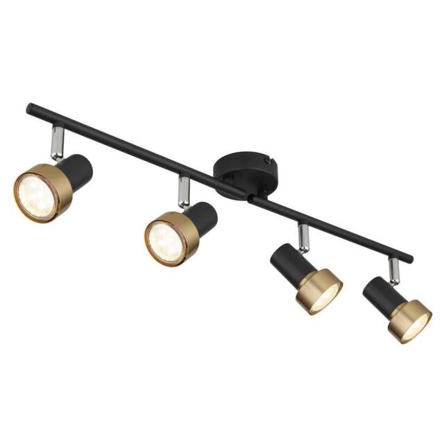 Netlighting Mason Ceiling Spotlight Bar Matt Black Gold 4x GU10 - image 1