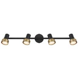 Netlighting Mason Ceiling Spotlight Bar Matt Black Gold 4x GU10 - thumbnail 3
