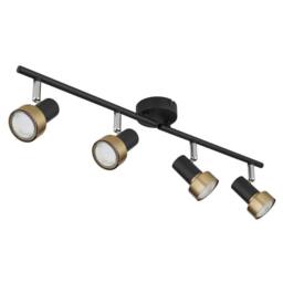 Netlighting Mason Ceiling Spotlight Bar Matt Black Gold 4x GU10 - thumbnail 2