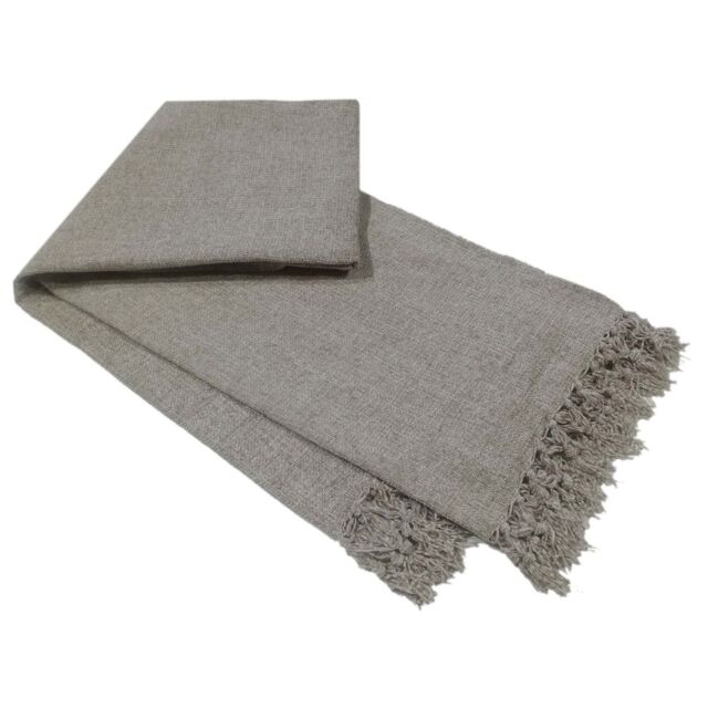 New Edge Blinds Chenille Throw with Tassels in Charcoal, 130 x 170cm in Light Grey - Size: 228 cm x 254 cm