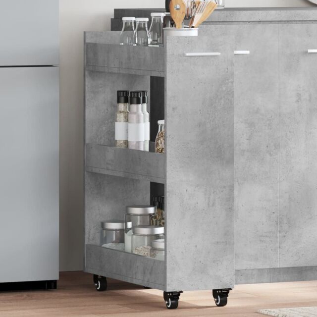 Berkfield Home Cabinet with Wheels Concerte Grey 60x22x79 cm Engineered Wood - Size: 60 x 22 x 79 cm - image 1