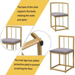 Rolipo Modern White Dining Table Set with 6 Grey Velvet Chairs & Gold Legs - thumbnail 5