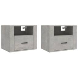 Berkfield Home Elegant Wall-mounted Bedside Cabinets 2 pcs Concrete Grey 50x36x40 cm - Size: 50 x 36 x 40 cm - thumbnail 3