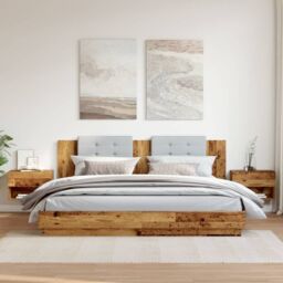 Berkfield Home Wall-mounted Bedside Cabinets 2 pcs Old Wood in Brown - thumbnail 3