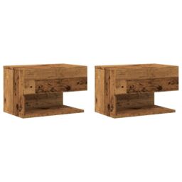 Berkfield Home Wall-mounted Bedside Cabinets 2 pcs Old Wood in Brown - thumbnail 2