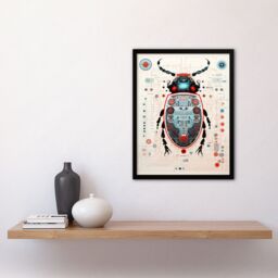 Artery8 Wall Art Print Dung Beetle Robot Hybrid Secret Military Schematic Blue Futuristic Complex Arcane Manuscript Gift For Him Man Cave Art Framed - thumbnail 4