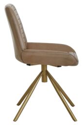 Orsina Buffalo Brown Genuine Leather Accent Chair, Channel‑Detailed Brown Leather Seat & Back, Modern Accent Chair in Grey - thumbnail 3