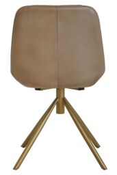 Orsina Buffalo Brown Genuine Leather Accent Chair, Channel‑Detailed Brown Leather Seat & Back, Modern Accent Chair in Grey - thumbnail 2