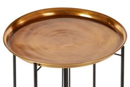 Orsina Contemporary Large Brass & Black Finish Side Table, Round Top Small Lounge Table, Sleek Bed Side Table in Gold - thumbnail 4