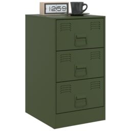 Berkfield Home Bedside Cabinets 2 pcs Olive Green 34.5x39x62 cm Steel - thumbnail 3
