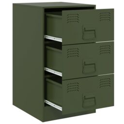 Berkfield Home Bedside Cabinets 2 pcs Olive Green 34.5x39x62 cm Steel - thumbnail 6