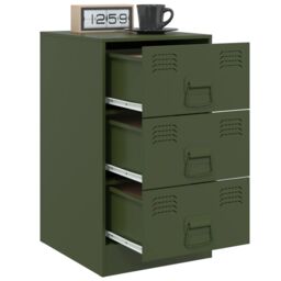 Berkfield Home Bedside Cabinets 2 pcs Olive Green 34.5x39x62 cm Steel - thumbnail 4